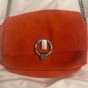 Zara Orange Suede Chain Shoulder Bag